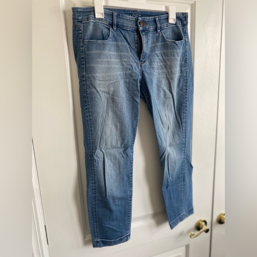 Ann Taylor LOFT Blue Straight Jeans Medium-Light Wash